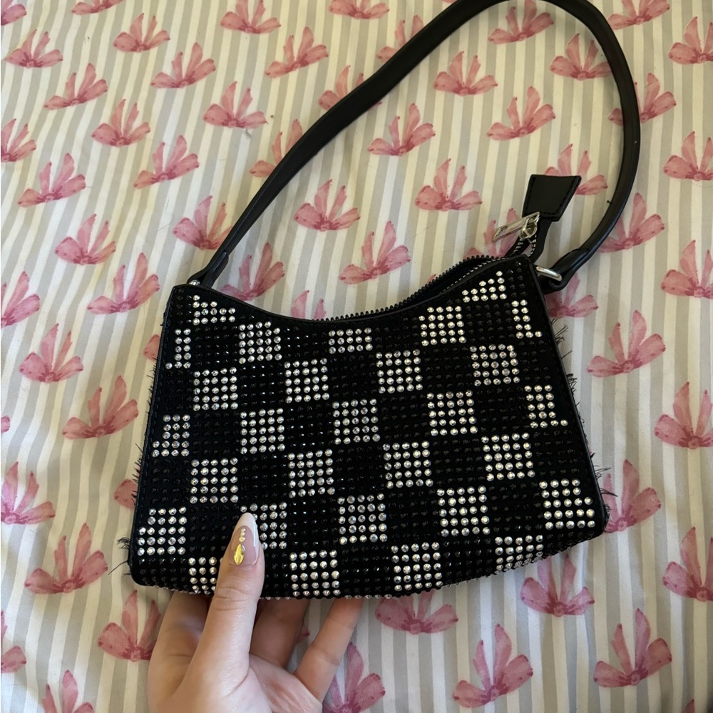 Tilly's Black and White Checkered Shoulder Bag